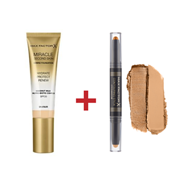 МФ КОМПЛЕКТ ФДТ МИРИКЪЛ ТЪЧ СКИН ПЕРФЕКТОР 001 + СЕНКИ ЗА ОЧИ СТИК ДАБЪЛ ЕНДЕД-006