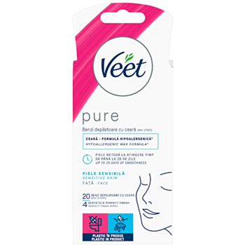 ВИЙТ PURE ВОСЪЧНИ ЛЕНТИ ЗА ЛИЦЕ ЗА ЧУВСТВИТЕЛНА КОЖА Х 20БР.