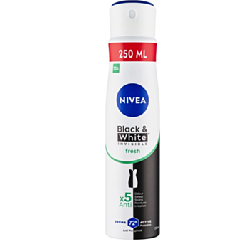 НИВЕА ДЕЗОДОРАНТ СПРЕЙ ДАМСКИ ИНВИЗИБЪЛ BLACK AND WHITE ФРЕШ XL 250МЛ/88676 А