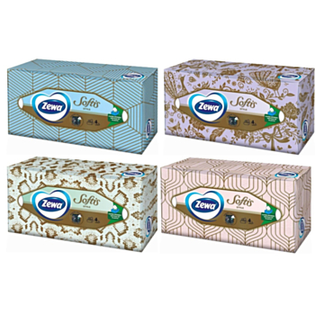 ЗЕВА САЛФЕТКИ КУТИЯ 4-ПЛАСТОВИ СОФТИС Х80БР РАЗЛИЧНИ ЦВЕТОВЕ/МОТИВИ