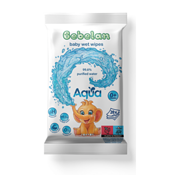 БЕБЕЛАН МОКРИ КЪРПИ AQUA 99,6% ЧИСТА ВОДА Х 20БР