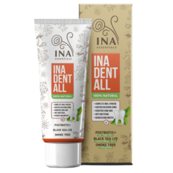ИНА ЕСЕНШЪЛС ПАСТА ЗА ЗЪБИ БЕЗ ФЛУРИД СЪС СМРАДЛИКА, ЛУГА И ПОСТБИОТИК 75МЛ