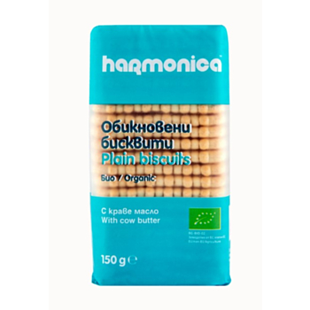 БИО ОБИКНОВЕНИ БИСКВИТИ С КРАВЕ МАСЛО 150ГР ХАРМОНИКА