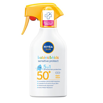 НИВЕА СЪН SPF50+ СЛЪНЦЕЗАЩИТЕН СПРЕЙ ПОМПА ЗА ДЕЦА SENSITIVE&PROTECT 270МЛ 98327 Х