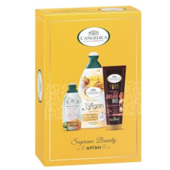 ЛАНЖЕЛИКА КОМПЛЕКТ АРГАН ДУШ ГЕЛ/ПЯНА ЗА ВАНА 500МЛ+ЛОСИОН ЗА ТЯЛО 250МЛ+ШАМПОАН 10МЛ 