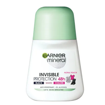 ГАРНИЕ ДЕЗОДОРАНТ РОЛ-ОН ДАМСКИ MINERAL INVISIBLE BLACK, WHITE & COLORS 50МЛ