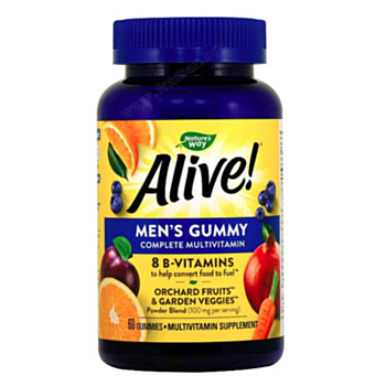  Nature’s Way  - Alive! Men’s Gummy Complete Multivitamin
Алайв! Мултивитамини за мъже
60 желирани таблетки