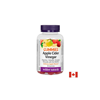 Apple Cider Vinegar Gummies - Ябълков оцет гъмис - Антиоксидантна защита и бърз метаболизъм, 90 желирани таблетки Webber Naturals 62527303086