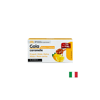 Билкови бонбони за гърло с прополис, пчелен мед, горски слез, бяла ружа и шипка, 24 броя с вкус на мед и лимон 8052049550635