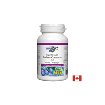BlueRich® Super Strength Blueberry Concentrate / Синя боровинка супер концентрат, 500 mg, 90 капсули Natural Factors 068958045160
