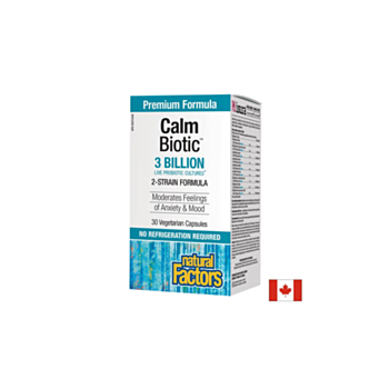 Calm Biotic® - Пробиотик срещу стрес и нервен стомах 3 млрд. активни пробиотици, 2 щама, 30 капсули Natural Factors 068958018607