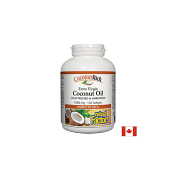 CoconutRich™ Coconut Oil Extra Virgin / Кокосово масло 1000 mg x 120 софтгел капсули Natural Factors 068958045474
