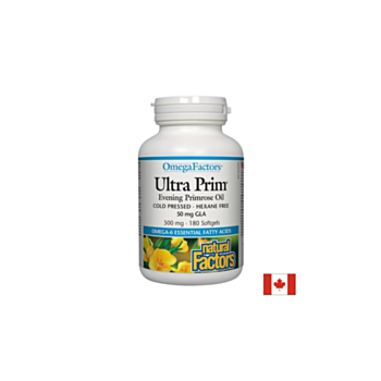 Ultra Prim® Evening Primrose Oil 50 mg GLA/ Вечерна иглика масло 500 mg х 180 софтгел капсули Natural Factors 068958023526