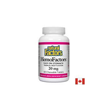 HemoFactors® / Желязо 20 mg х 60 дъвчащи таблетки Natural Factors 068958016474