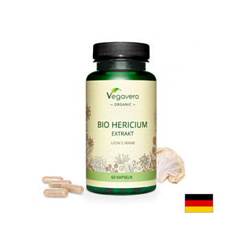 Hericium Bio Extrakt/ Херициум (Лъвска грива) БИО екстракт, 60 капсули, 100 % Vegan Vegavero