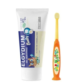 ЕЛГИДИУМ КОМПЛЕКТ ПАСТА ЗА ЗЪБИ БЕЙБИ 0-2Г 30МЛ+ЧЕТКА ЗА ЗЪБИ 0-2Г РАЗЛИЧНИ ЦВЕТОВЕ B