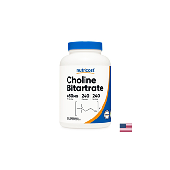 Мозъчна функция - Холин битартрат (Витамин В4), 240 капсули Nutricost 810014673158