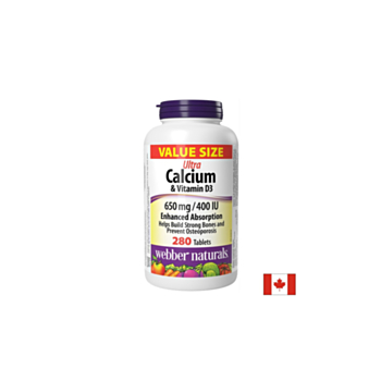 Костна система - Ултра Калций 650 mg + Витамин D3 400 IU, 280 таблетки 625273039054