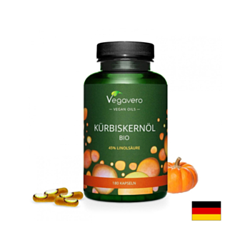 Кürbiskernöl Bio/ Масло от био тиквено семе, 180 капсули, 100% Vegan Vegavero