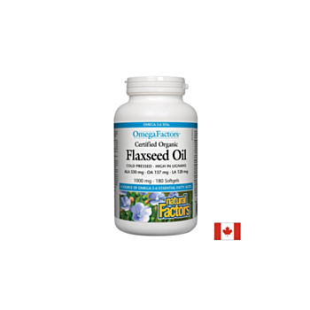 Flaxseed Oil/ Ленено масло 1000 mg х 180 софтгел капсули Natural Factors 068958022116