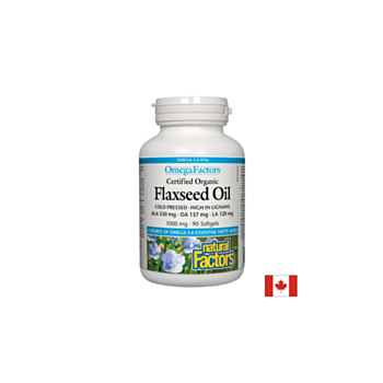 Flaxseed Oil - Ленено масло 1000 mg, 90 софтгел капсули Natural Factors 068958022109