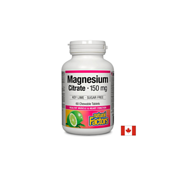 Magnesium Citrate/ Магнезий (цитрат) 150 mg х 60 дъвчащи таблетки Natural Factors 068958016504