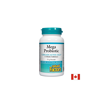 Mega Probiotic/ Мега пробиотик 4 щама, 12 млрд. активни пробиотици 75 g пудра х 75 дози Natural Factors 068958018119