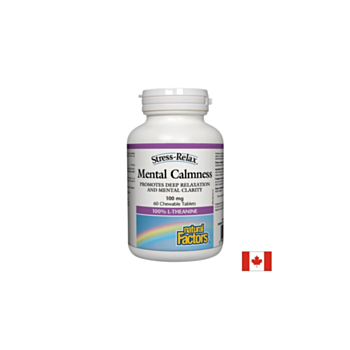 Mental Calmness/ Л-Теанин 100 mg х 60 дъвчащи таблетки Natural Factors 068958028323