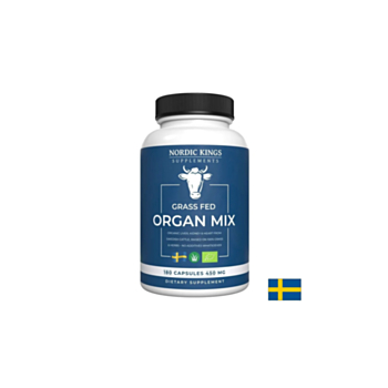 Микс от Телешки черен дроб, бъбрек и сърце от хранени с трева животни (Био), 180 капсули Nordic Kings