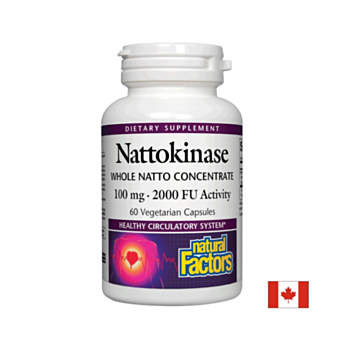 Сърдечно-съдово здраве - Натокиназа Nattokinase Natto Concentrate 2000 FU Activity, 60 капсули Natural Factors 068958017259