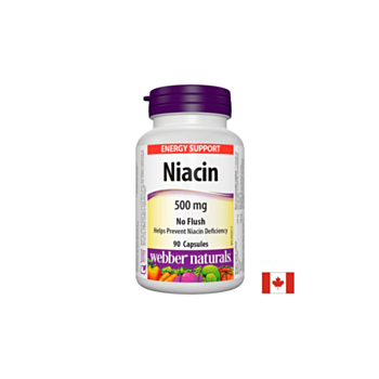 Niacin/ Ниацин 500 mg x 90 капсули Webber Naturals 625273034318