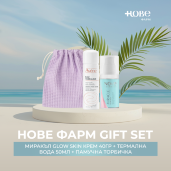 НОВЕ ФАРМ GIFT SET МИРАКЪЛ GLOW SKIN КРЕМ 40ГР + ТЕРМАЛНА ВОДА 50МЛ + ПАМУЧНА ТОРБИЧКА