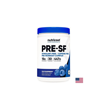 Пред тренировъчен комплекс PRE-SF, 447 g прах, с аромат на синя малина, 30 дози