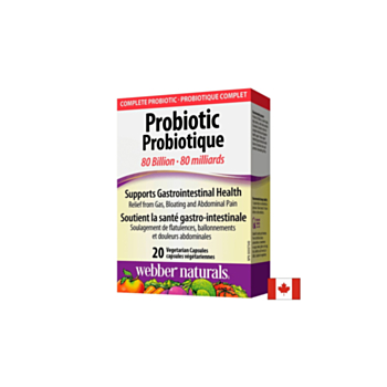 Probiotic 80 billion / Пробиотик, 80 млрд. активни пробиотици, 20 капсули Webber Naturals 625273031942