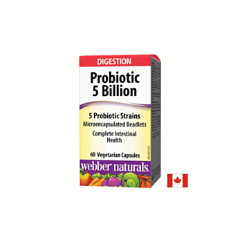 Probiotic/ Пробиотик 5 щама, 5 млрд. активни пробиотици х 60 капсули Webber Naturals 625273032147