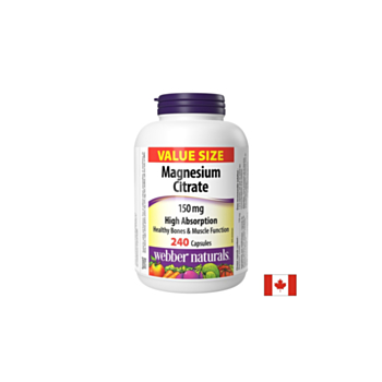 Релакс на мускулите и нервната система - Магнезий цитрат (с висока абсорбция) 150 mg , 240 капсули 0625273039153