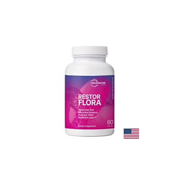 Saccharomyces boulardii 500 mg + Bacillus комплекс – При диария, стомашен дискомфорт, Restor Flora™, 60 капсули