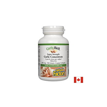 Super Strenght Garlic Concentrate, 90 стомашно устойчиви софтгел капсули Natural Factors 068958023328