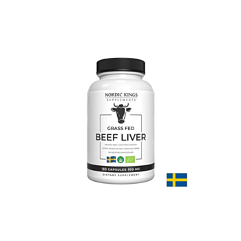 Телешки черен дроб от хранени с трева животни (Био), 180 капсули Nordic Kings