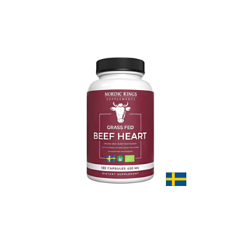 Телешко сърце от хранени с трева животни (Био), 180 капсули Nordic Kings