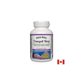 Stress-Relax® Tranquil Sleep х 60 дъвчащи таблетки (при безсъние и стрес) Natural Factors 068958023816