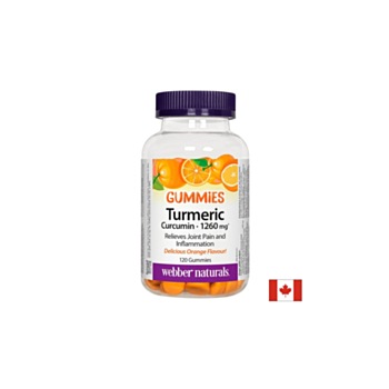 Turmeric Curcumin Gummies / Куркума, 120 желирани таблетки с вкус на портокал Webber Naturals 625273030846