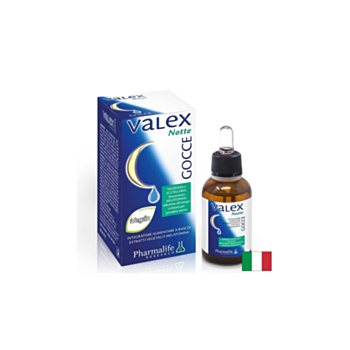 Валериана 80 mg + Мелатонин 1 mg + Калифорнийски мак – За по-бързо заспиване, Valex Notte Gocce, 50 ml капки