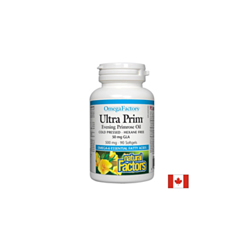 Ultra Prim® Evening Primrose Oil 50 mg GLA/ Вечерна иглика масло 500 mg х 90 софтгел капсули Natural Factors 068958023519