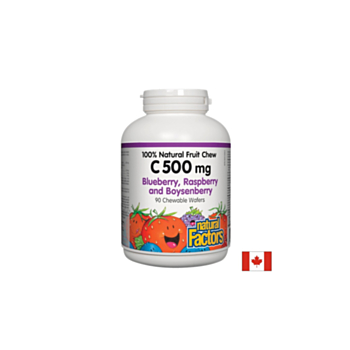 Vitamin C/ Витамин С 500 mg х 90 дъвчащи таблетки с вкус на горски плодове Natural Factors 068958013268