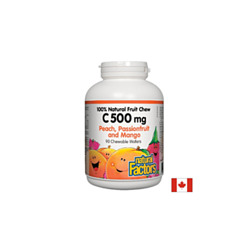 Vitamin C/ Витамин С 500 mg х 90 дъвчащи таблетки с вкус на тропически плодове Natural Factors 068958013244