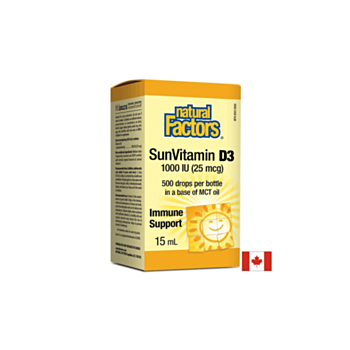 Vitamin D3/ Витамин D3 1000 IU x 15 ml / 500 дози Natural Factors 068958010557