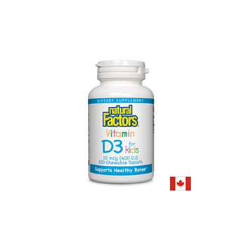 Vitamin D3 for Kids / Витамин D3 за деца 400 IU Natural Factors 068958010595
