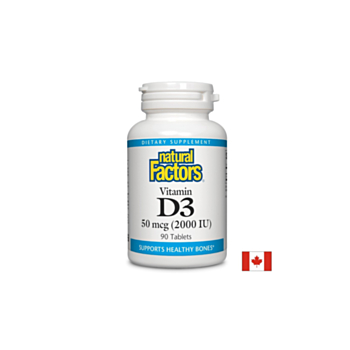 Vitamin D3 / Витамин D3, 2000 IU, 90 таблетки Natural Factors 068958010526