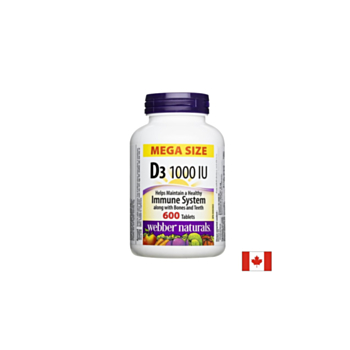 Витамин D3 – За здрави кости, зъби и имунитет, 1000 IU, 600 таблетки 